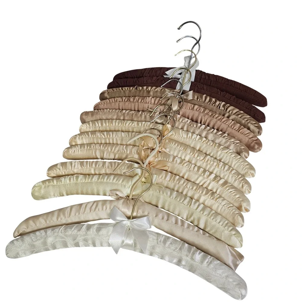 Lot of 12 Satin Padded Clothes Hangers Mixed Colors Boutique Closet Decor